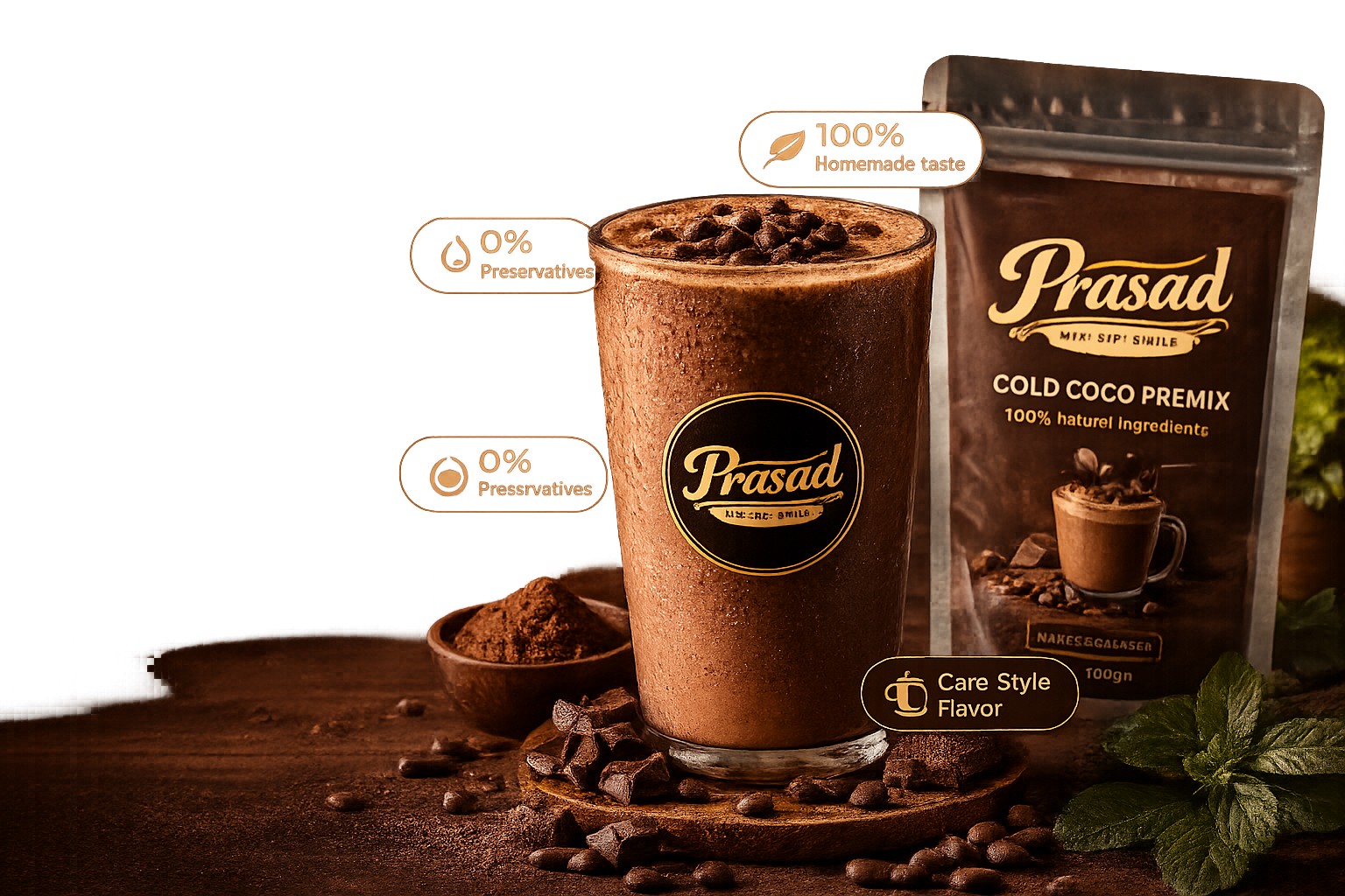 Prasad Cold Coco Glass and Premix Pouch Showcase